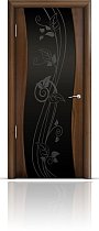 Дверь Мильяна модель Омега цвет Американский орех триплекс черный рисунок Нежность