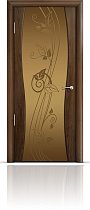 Дверь Мильяна модель Омега-1 цвет Американский орех триплекс бронзовый рисунок Нежность