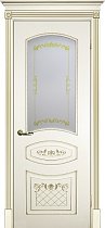 Дверь Текона Смальта модель Деко-05 цвет RAL 1013 патина золото стекло