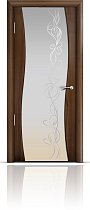 Дверь Мильяна модель Омега цвет Американский орех триплекс белый рисунок Фантазия