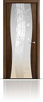 Дверь Мильяна модель Омега-1 цвет Американский орех триплекс белый рисунок Мотив