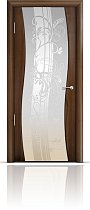 Дверь Мильяна модель Омега цвет Американский орех триплекс белый рисунок Мотив