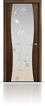 Дверь Мильяна модель Омега-1 цвет Американский орех триплекс белый рисунок Фиалка