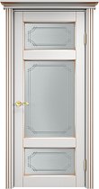 Дверь Массив Ольхи модель Ол55 Грунт+патина золото стекло 55-1