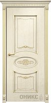 Дверь Оникс модель Эллипс с декором цвет Слоновая кость патина золото