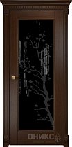 Дверь Оникс модель Техно цвет Венге триплекс черный пескоструй-12