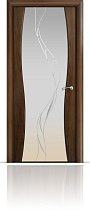 Дверь Мильяна модель Омега-1 цвет Американский орех триплекс белый рисунок Иллюзия