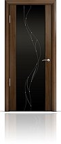 Дверь Мильяна модель Омега-2 цвет Американский орех триплекс черный рисунок Иллюзия