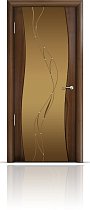 Дверь Мильяна модель Омега цвет Американский орех триплекс бронзовый рисунок Иллюзия