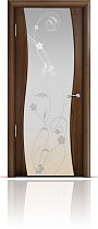 Дверь Мильяна модель Омега цвет Американский орех триплекс белый рисунок Фиалка