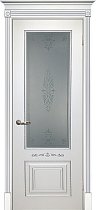 Дверь Текона Смальта модель Деко-04 цвет RAL 9003 патина серебро стекло