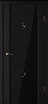 Дверь Текона модель Страто-02 цвет Черный дуб тонированный черный триплекс гравировка Роса