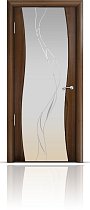 Дверь Мильяна модель Омега цвет Американский орех триплекс белый рисунок Иллюзия