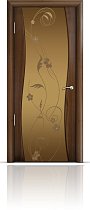 Дверь Мильяна модель Омега цвет Американский орех триплекс бронзовый рисунок Фиалка