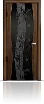 Дверь Мильяна модель Омега-1 цвет Американский орех триплекс черный рисунок Мотив