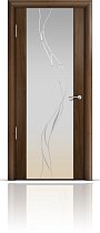 Дверь Мильяна модель Омега-2 цвет Американский орех триплекс белый рисунок Иллюзия