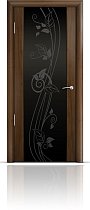 Дверь Мильяна модель Омега-2 цвет Американский орех триплекс черный рисунок Нежность