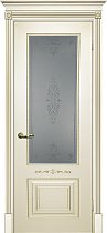 Дверь Текона Смальта модель Деко-04 цвет RAL 1013 патина золото стекло
