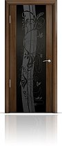 Дверь Мильяна модель Омега-2 цвет Американский орех триплекс черный рисунок Мотив