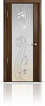 Дверь Мильяна модель Омега-2 цвет Американский орех триплекс белый рисунок Нежность