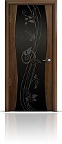 Дверь Мильяна модель Омега-1 цвет Американский орех триплекс черный рисунок Нежность
