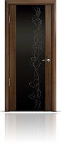 Дверь Мильяна модель Омега-2 цвет Американский орех триплекс черный рисунок Фантазия