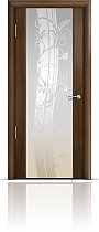 Дверь Мильяна модель Омега-2 цвет Американский орех триплекс белый рисунок Мотив