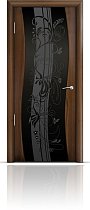 Дверь Мильяна модель Омега цвет Американский орех триплекс черный рисунок Мотив