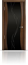 Дверь Мильяна модель Омега цвет Американский орех триплекс черный рисунок Иллюзия