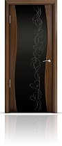 Дверь Мильяна модель Омега цвет Американский орех триплекс черный рисунок Фантазия