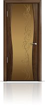 Дверь Мильяна модель Омега-1 цвет Американский орех триплекс бронзовый рисунок Фантазия