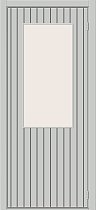 ДОРС модель Оргалит 3 мм в блоке на петлях цвет RAL7035 рейка с одной стороны ПО-2 стекло матовое