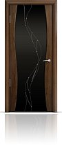 Дверь Мильяна модель Омега-1 цвет Американский орех триплекс черный рисунок Иллюзия
