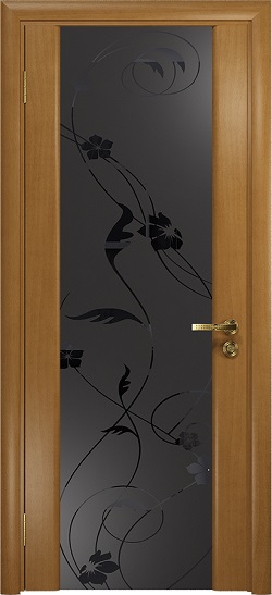 Дверь DioDoor Винтаж-3 анегри черный триплекс Вьюнок матовый
