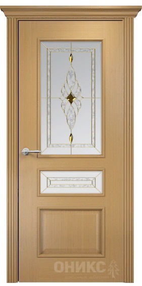 Дверь Оникс модель Версаль цвет Анегри сатинат витраж Бевелс золото