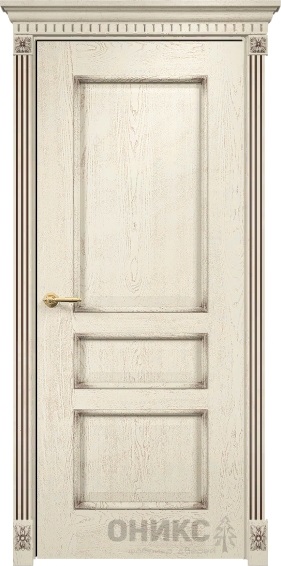 Дверь Оникс модель Версаль цвет Слоновая кость патина коричневая
