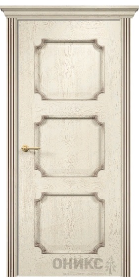 Дверь Оникс модель Валенсия цвет Слоновая кость патина коричневая