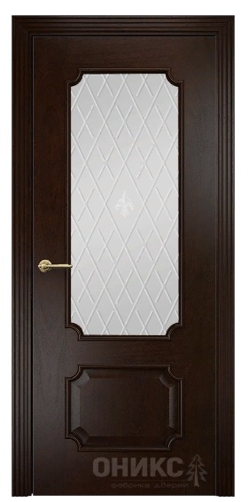 Дверь Оникс модель Палермо цвет Палисандр сатинат гравировка Британия