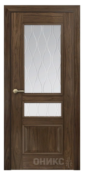 Дверь Оникс модель Версаль цвет Орех американский сатинат гравировка Волна