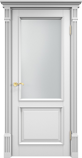 Дверь Массив Сосны модель 112ш Багет цвет Белая Эмаль стекло матовое