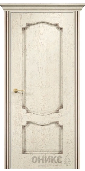 Дверь Оникс модель Венеция цвет слоновая кость патина коричневая