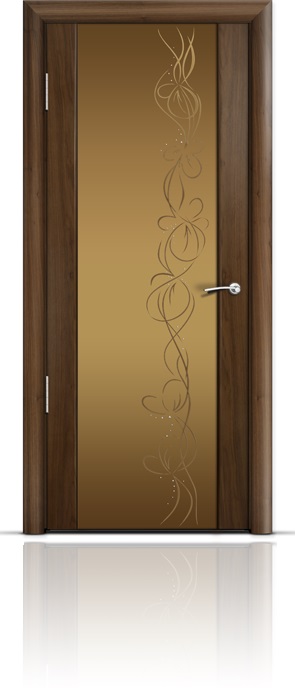 Дверь Мильяна Омега-2 Американский орех триплекс бронзовый Фантазия