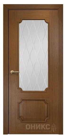 Дверь Оникс модель Палермо цвет Орех сатинат гравировка Волна