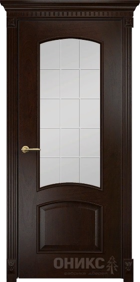 Дверь Оникс модель Прага цвет Палисандр стекло гравировка Решётка