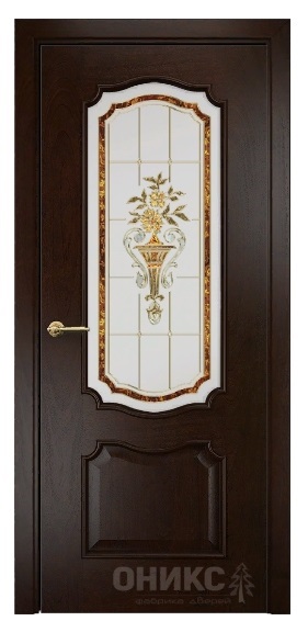 Дверь Оникс модель Венеция цвет Палисандр стекло заливной витраж №1