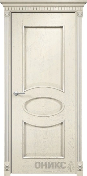 Дверь Оникс модель Эллипс цвет Слоновая кость патина серебро