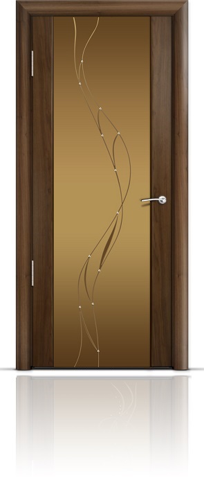 Дверь Мильяна Омега-2 Американский орех триплекс бронзовый Иллюзия