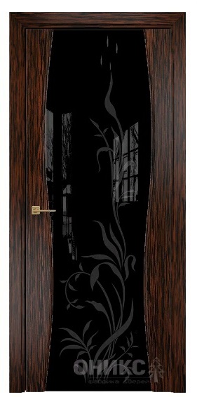 Дверь Оникс модель Грация цвет Эбен триплекс черный пескоструй-9