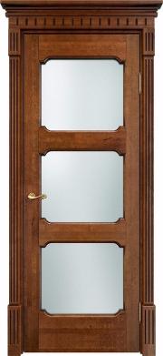 Дверь Массив Ольхи модель Ол7.3 цвет Коньяк+патина стекло