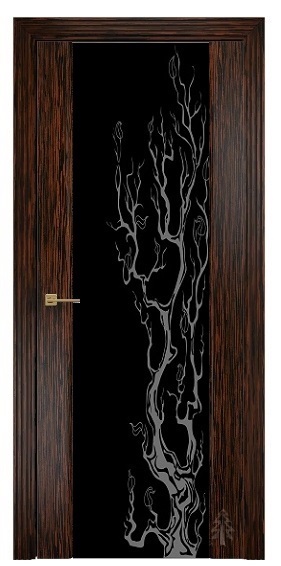 Дверь Оникс модель Престиж цвет Эбен триплекс чёрный пескоструй-11
